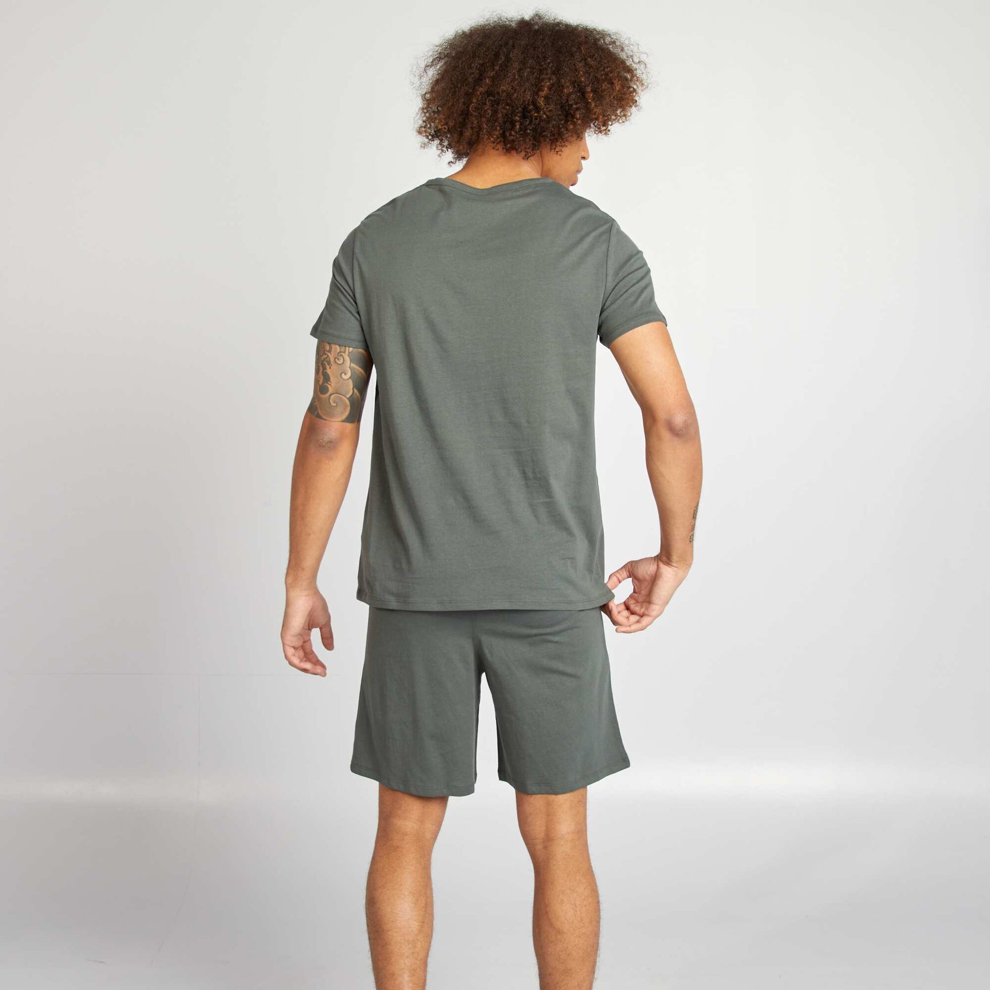 Pyjama court short + t-shirt - 2 pièces VERT