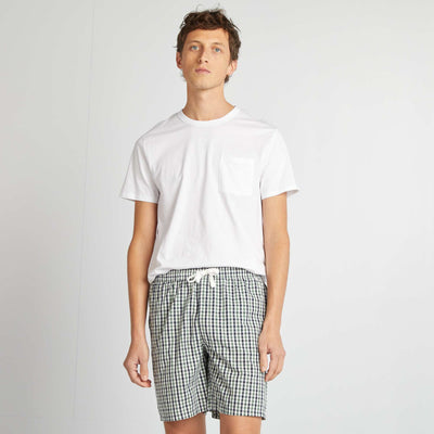 Pyjama court en popeline - 2 pièces BLANC/VERT