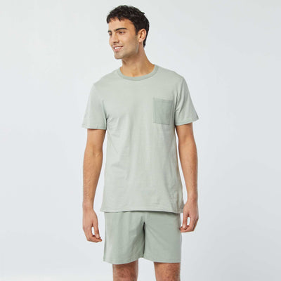 Pyjama court short + t-shirt - 2 poches VERT