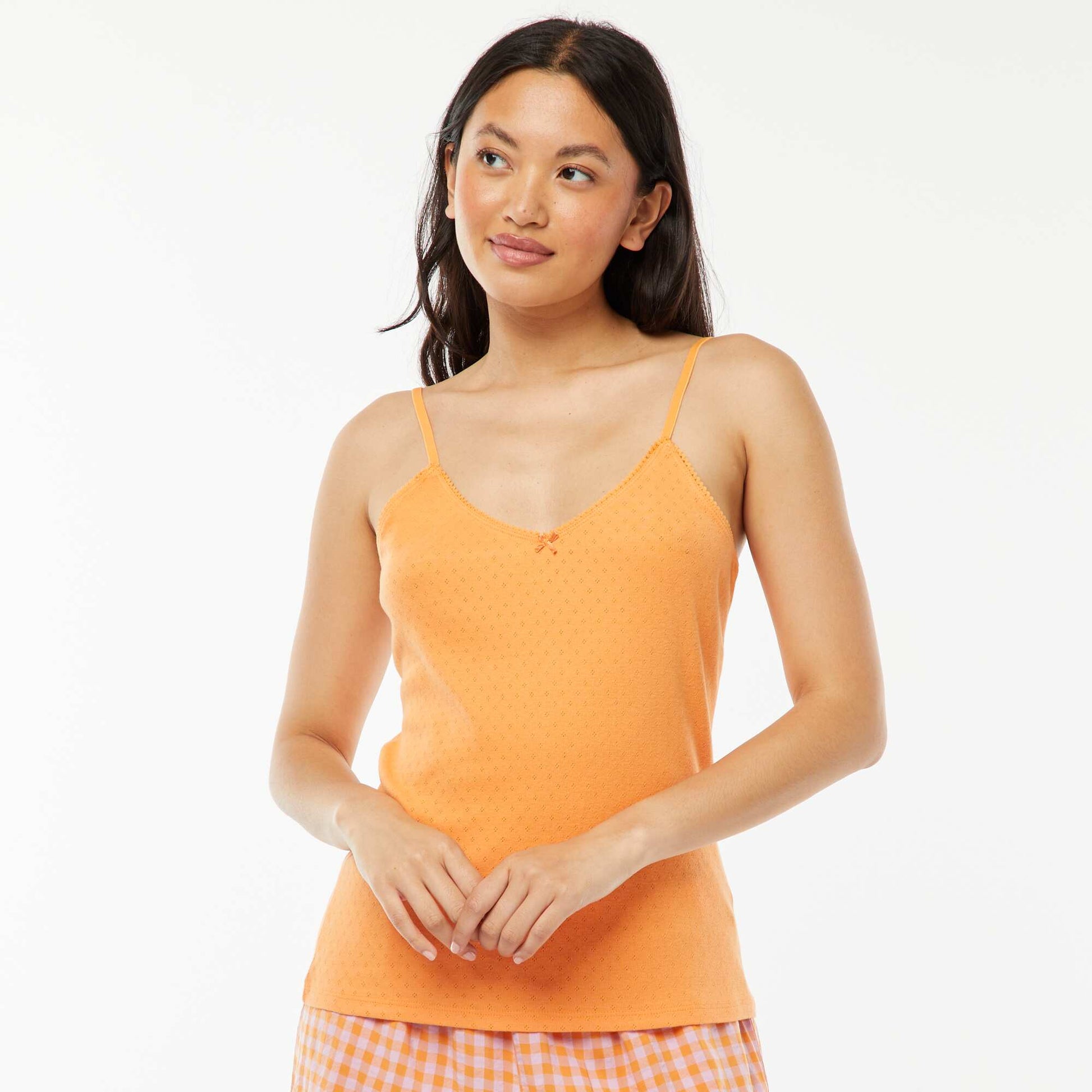 Débardeur en maille pointelle ORANGE