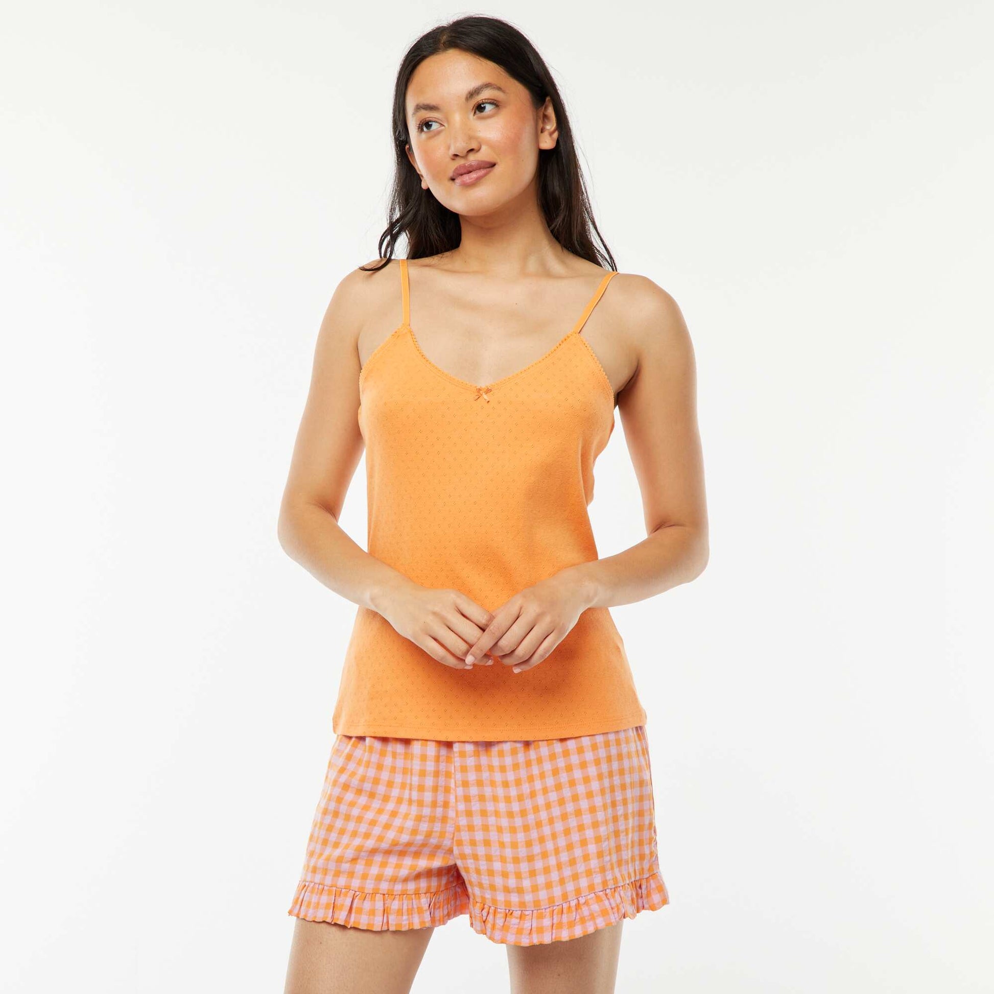 Débardeur en maille pointelle ORANGE