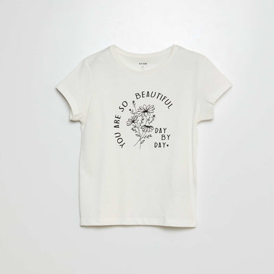 T-shirt en maille jersey imprimé BLANC