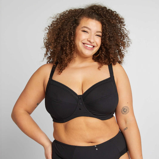 Soutien-gorge corbeille en microfibre côtelée NOIR