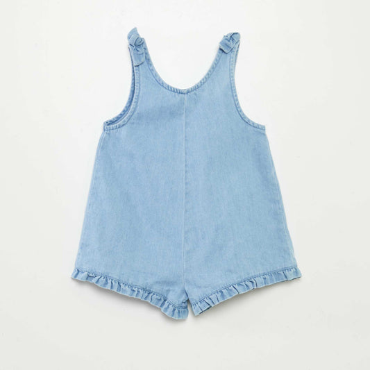 Salopette volantée en denim BLEU