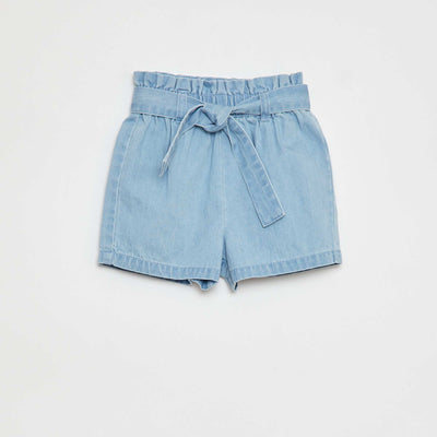 Short en coton esprit denim BLEU