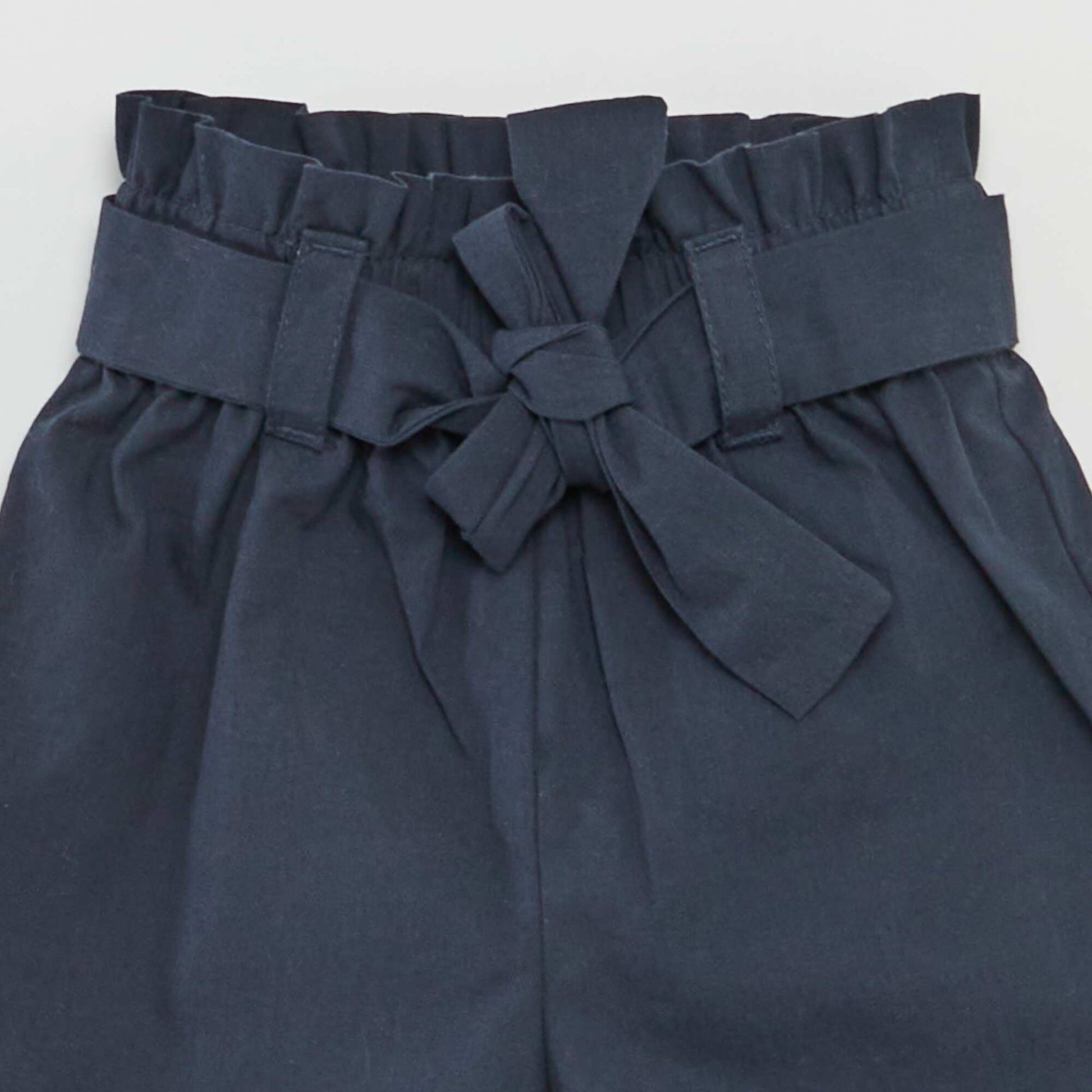 Short en popeline avec ceinture BLEU