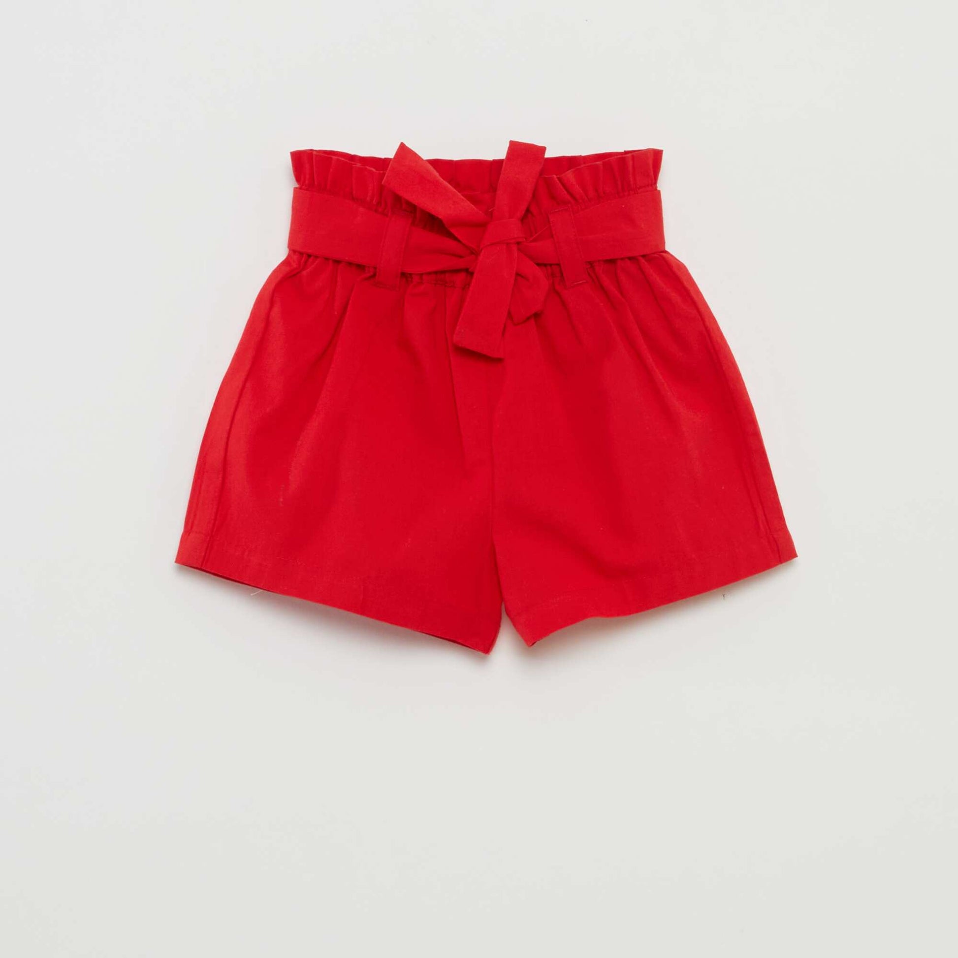 Short en popeline avec ceinture ROUGE