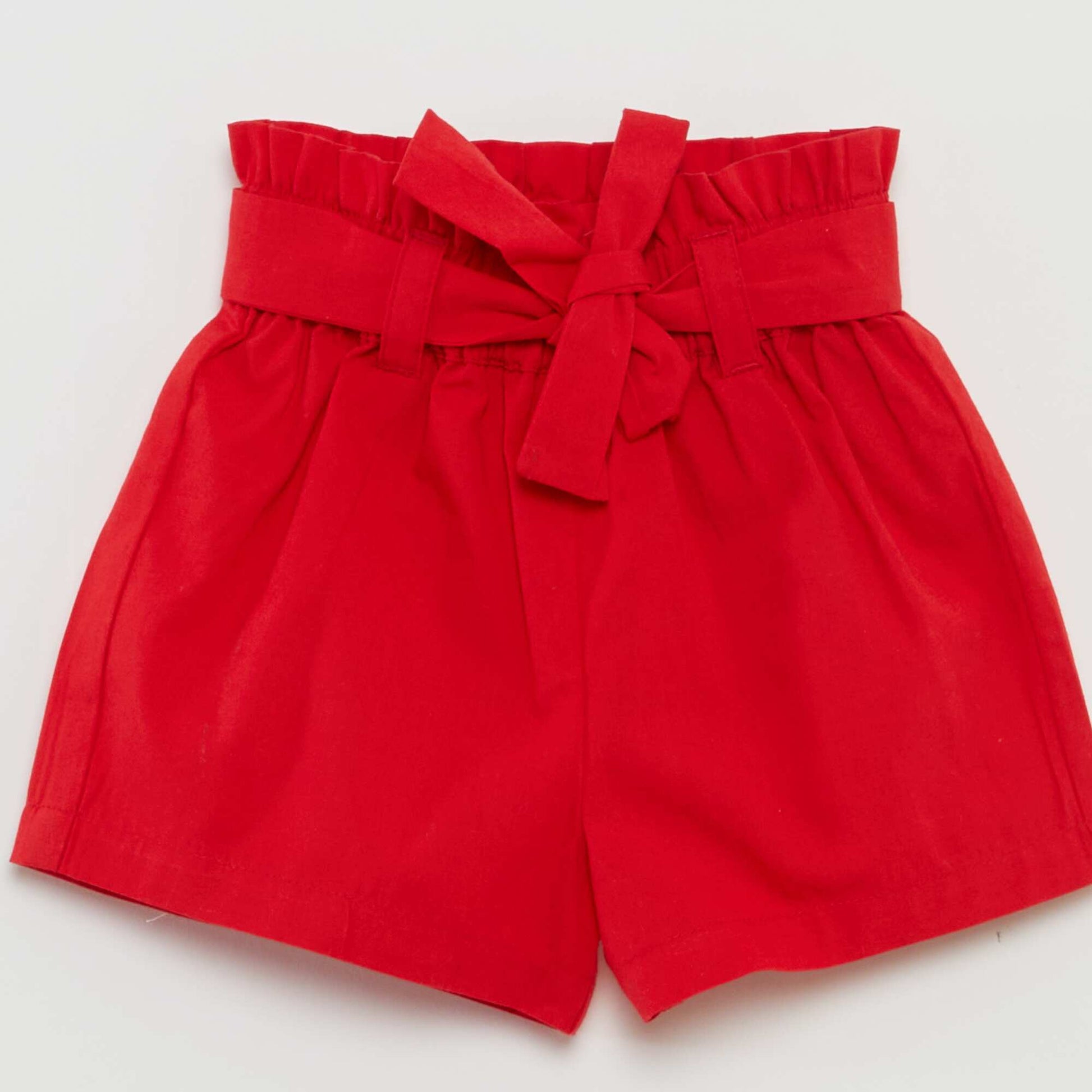 Short en popeline avec ceinture ROUGE