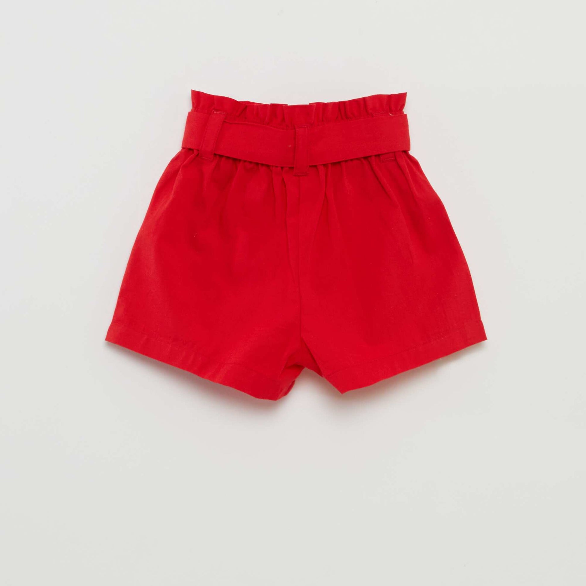 Short en popeline avec ceinture ROUGE