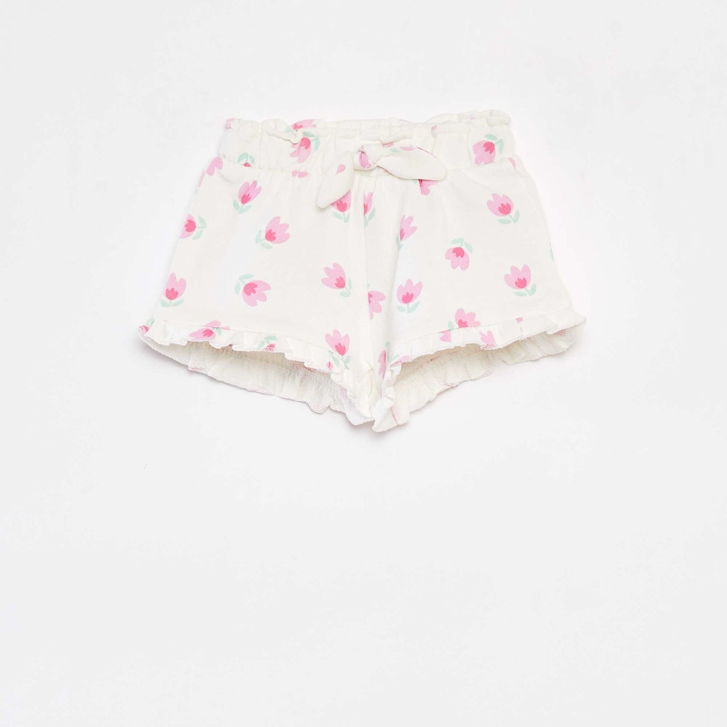 Short en molleton léger imprimé BLANC