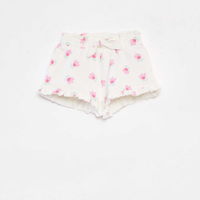 Short en molleton léger imprimé BLANC