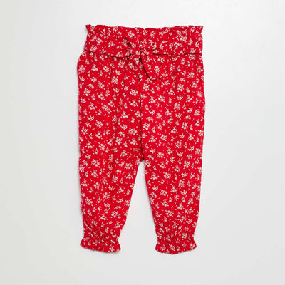 Pantalon fluide à ceinture ROUGE