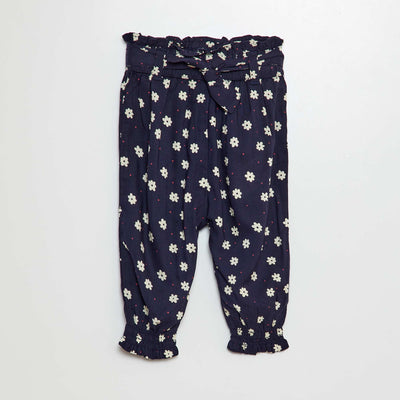 Pantalon fluide à ceinture BLEU