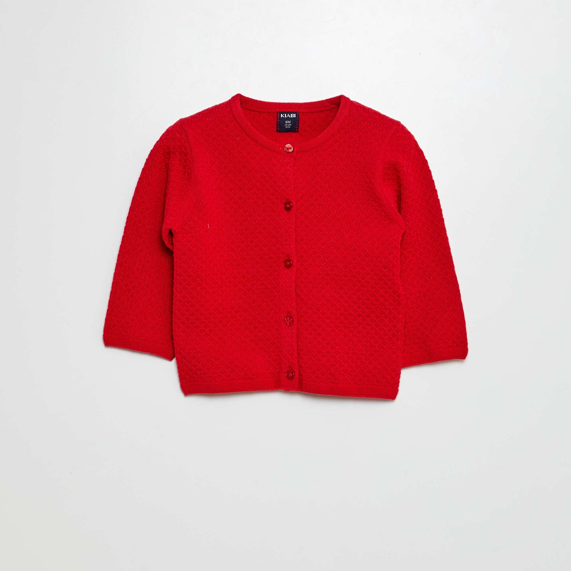 Gilet en maille point mousse ROUGE