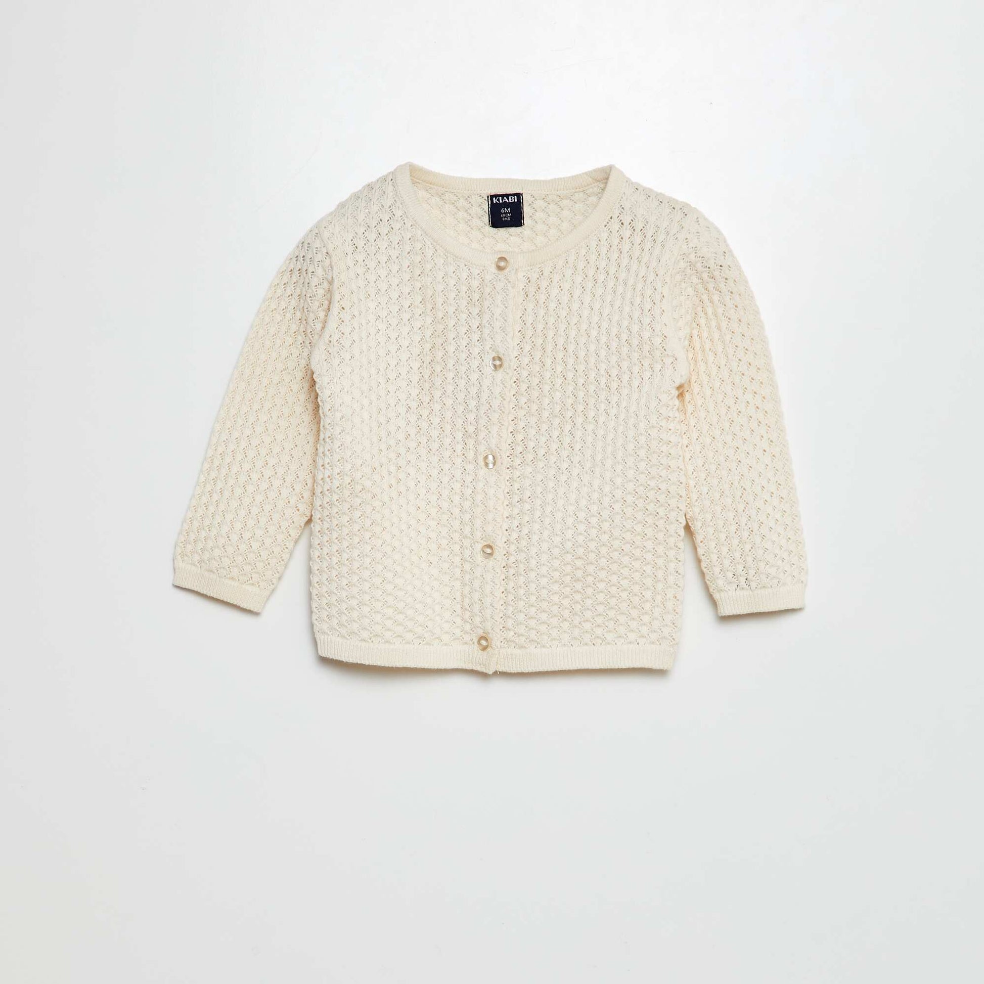 Gilet en maille fantaisiste ajourée BLANC