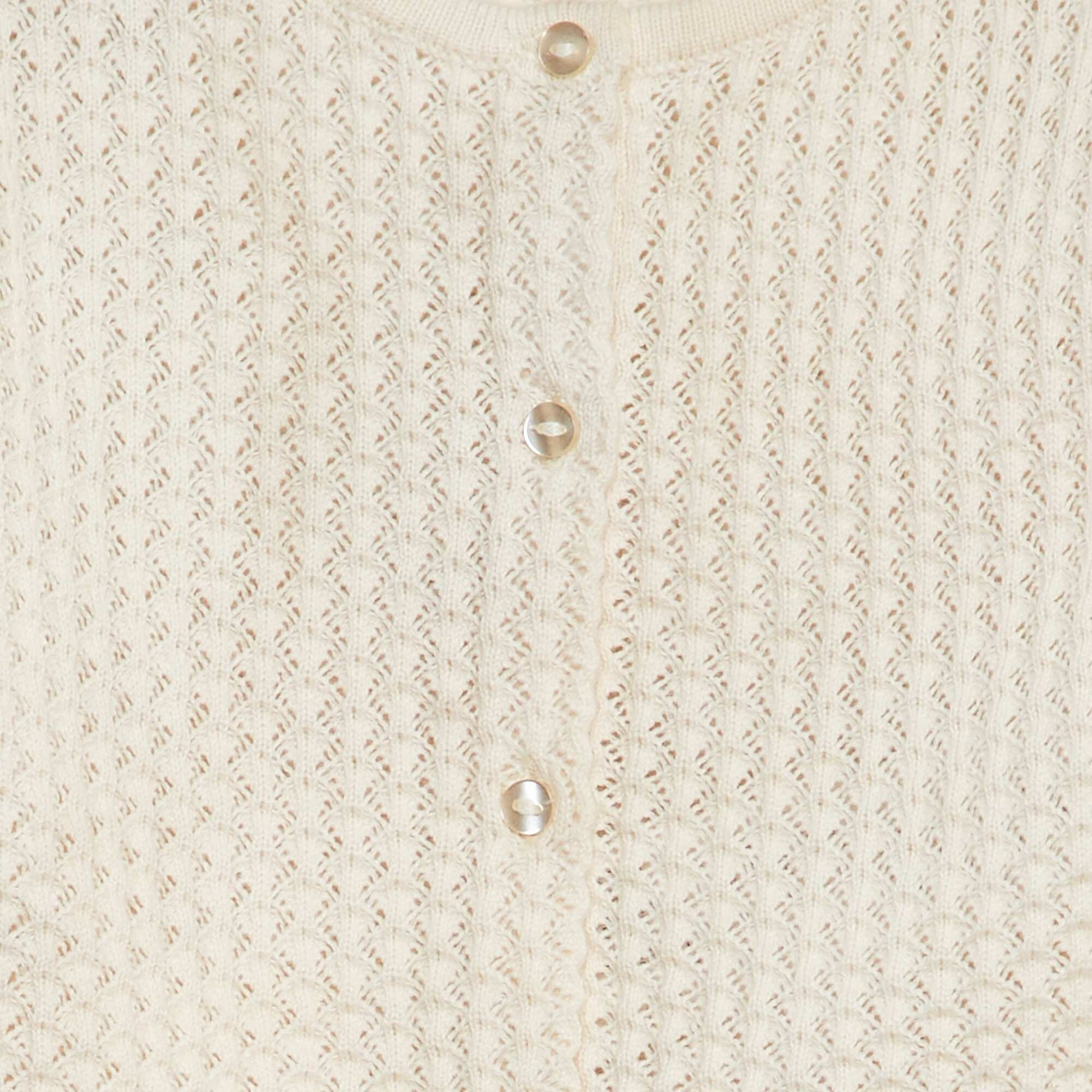 Gilet en maille fantaisiste ajourée BLANC