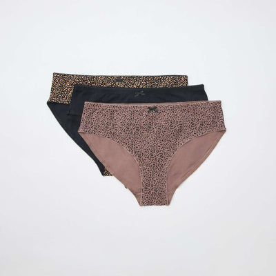 Lot de 3 culottes en coton stretch MARRON