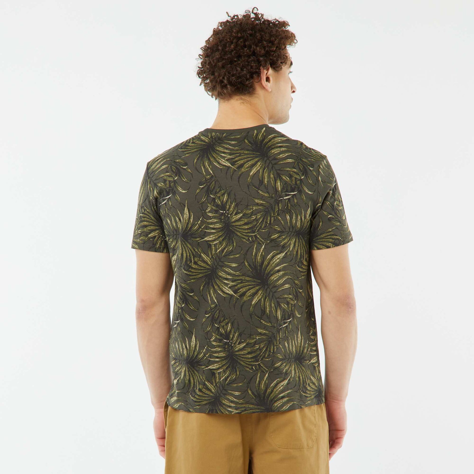 T-shirt imprimé manches courtes NOIR/KAKI