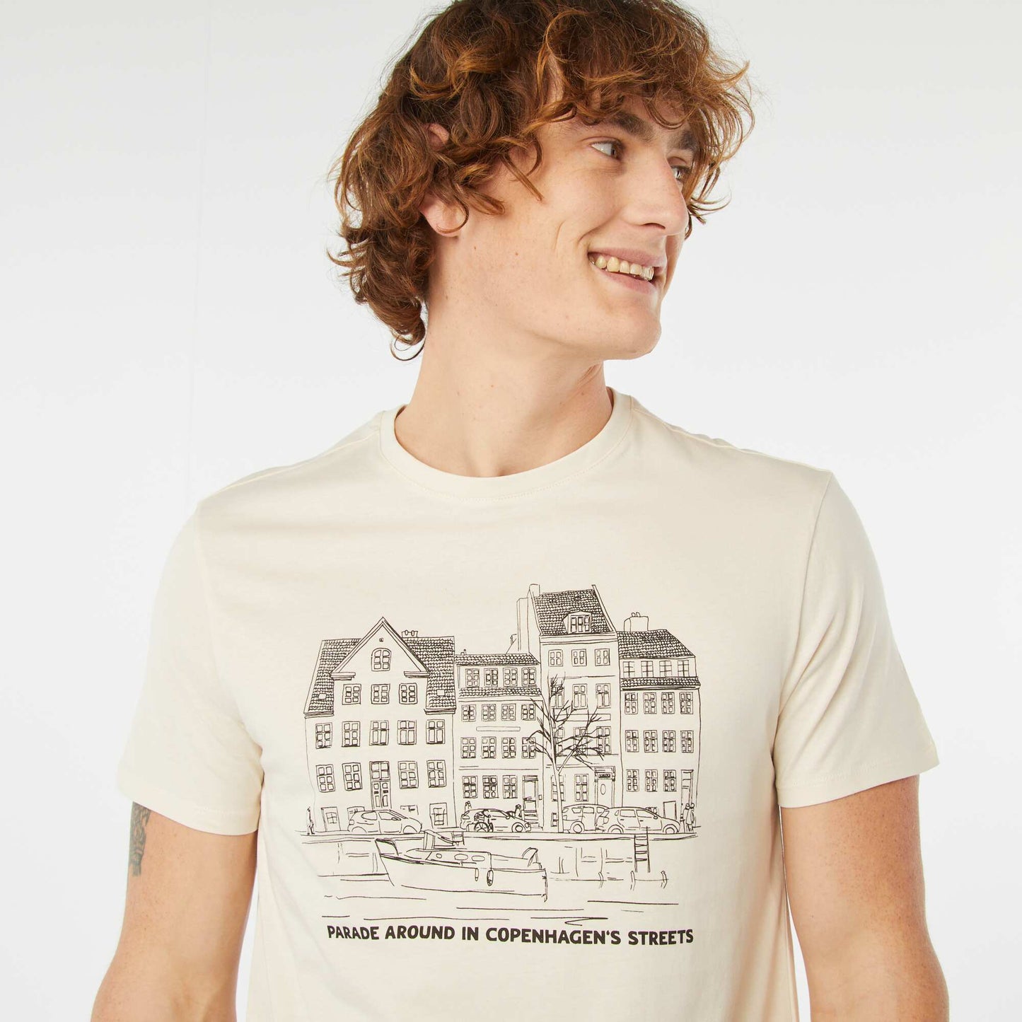 T-shirt imprimé manches courtes BEIGE