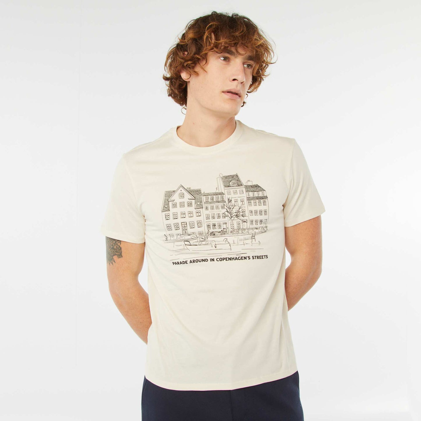 T-shirt imprimé manches courtes BEIGE