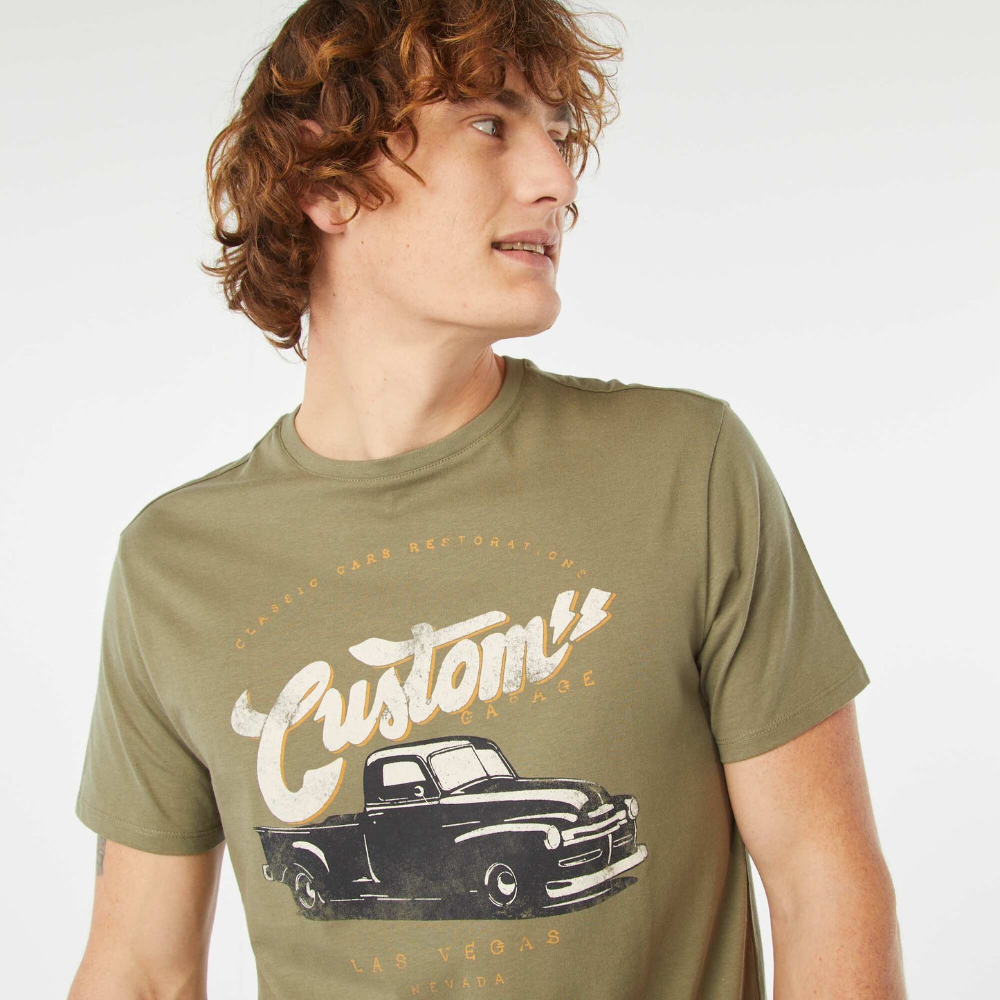 T-shirt imprimé manches courtes KAKI