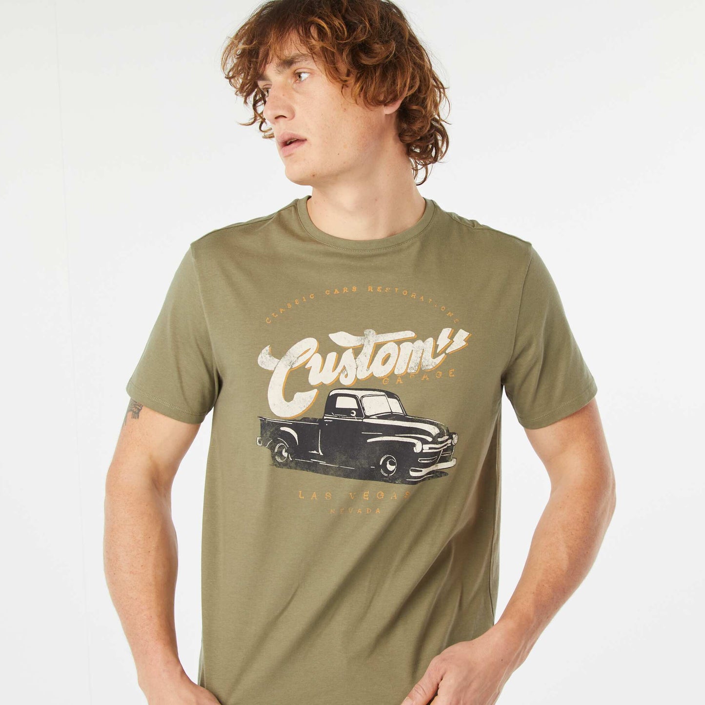 T-shirt imprimé manches courtes KAKI