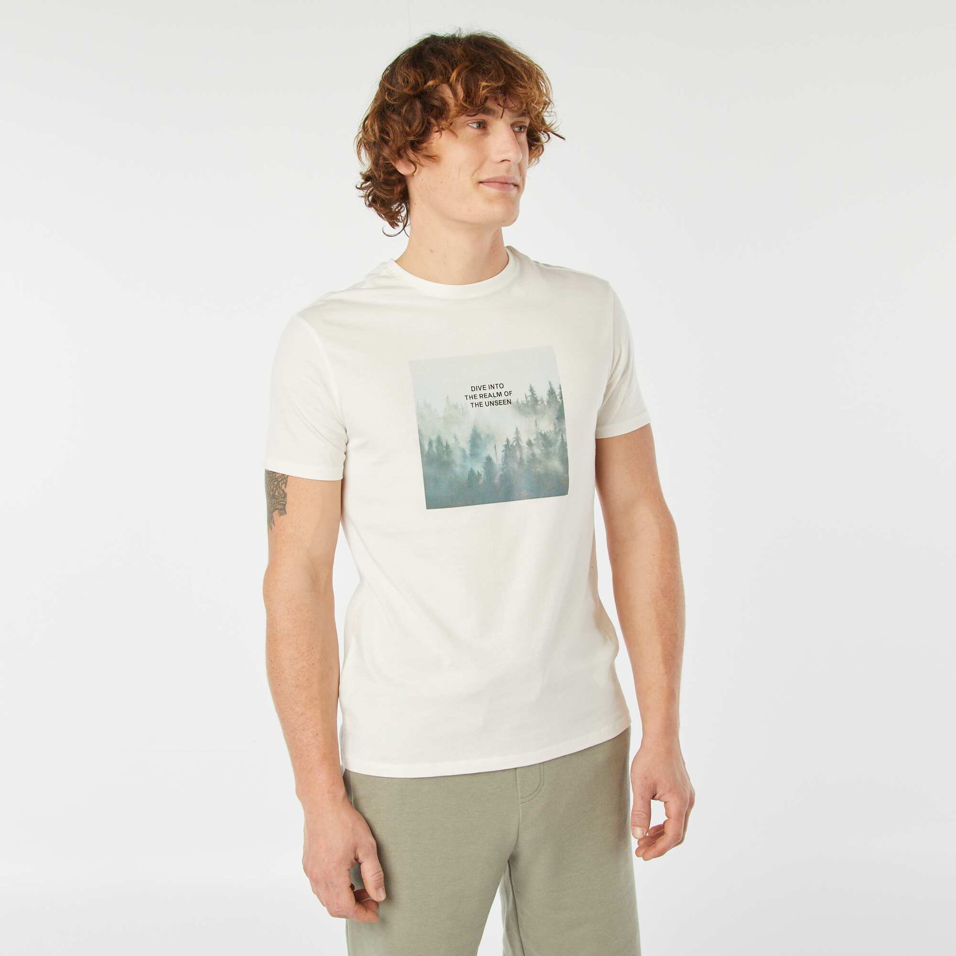 T-shirt imprimé manches courtes BLANC