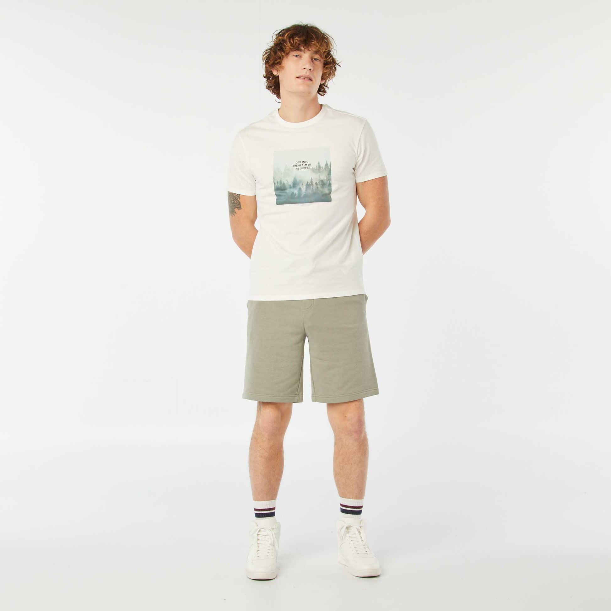 T-shirt imprimé manches courtes BLANC
