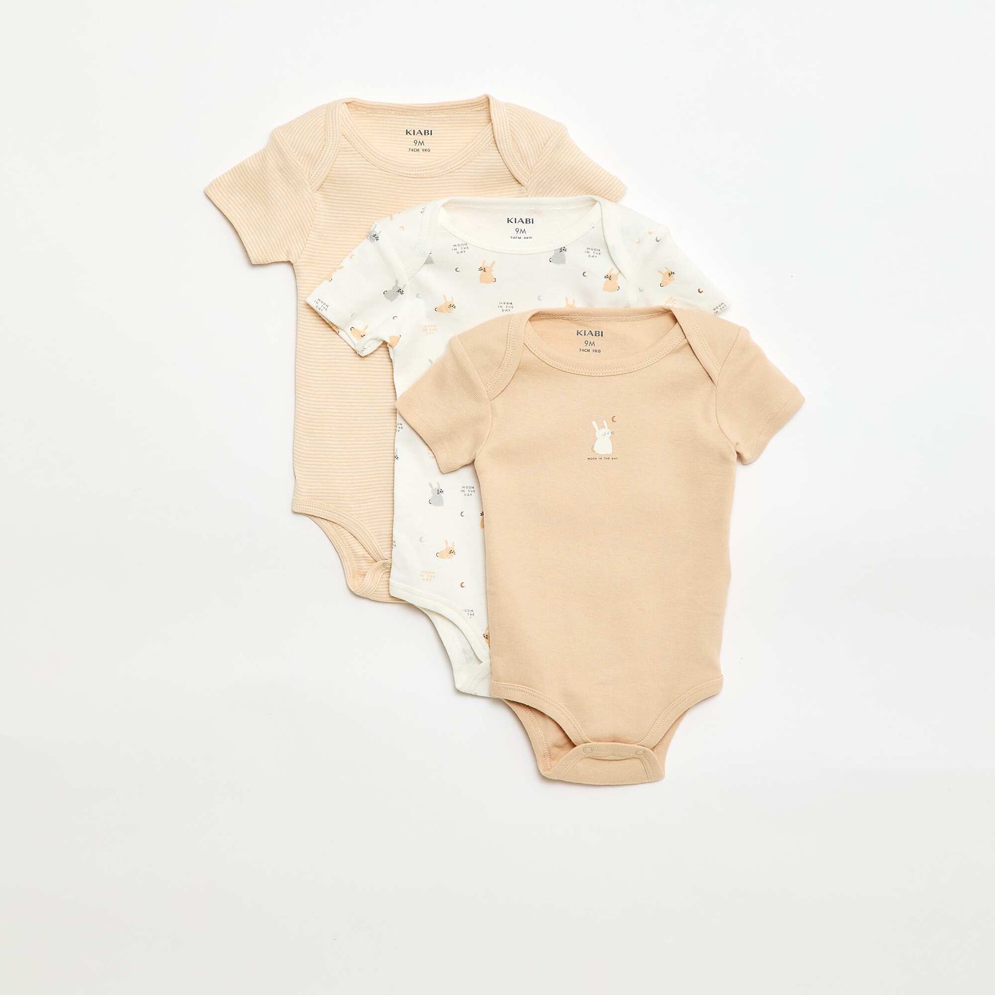 Bodies imprimés en coton - lot de 3 BEIGE