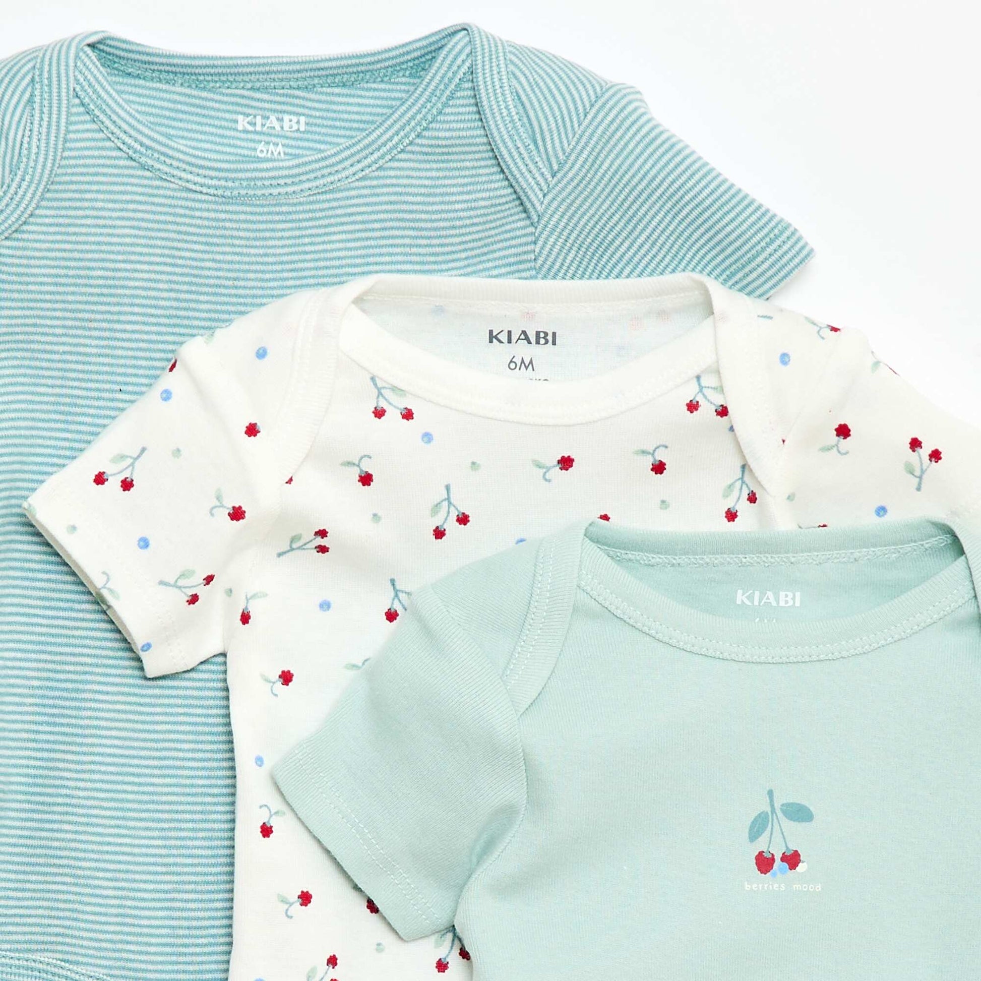 Bodies imprimés en coton - lot de 3 VERT