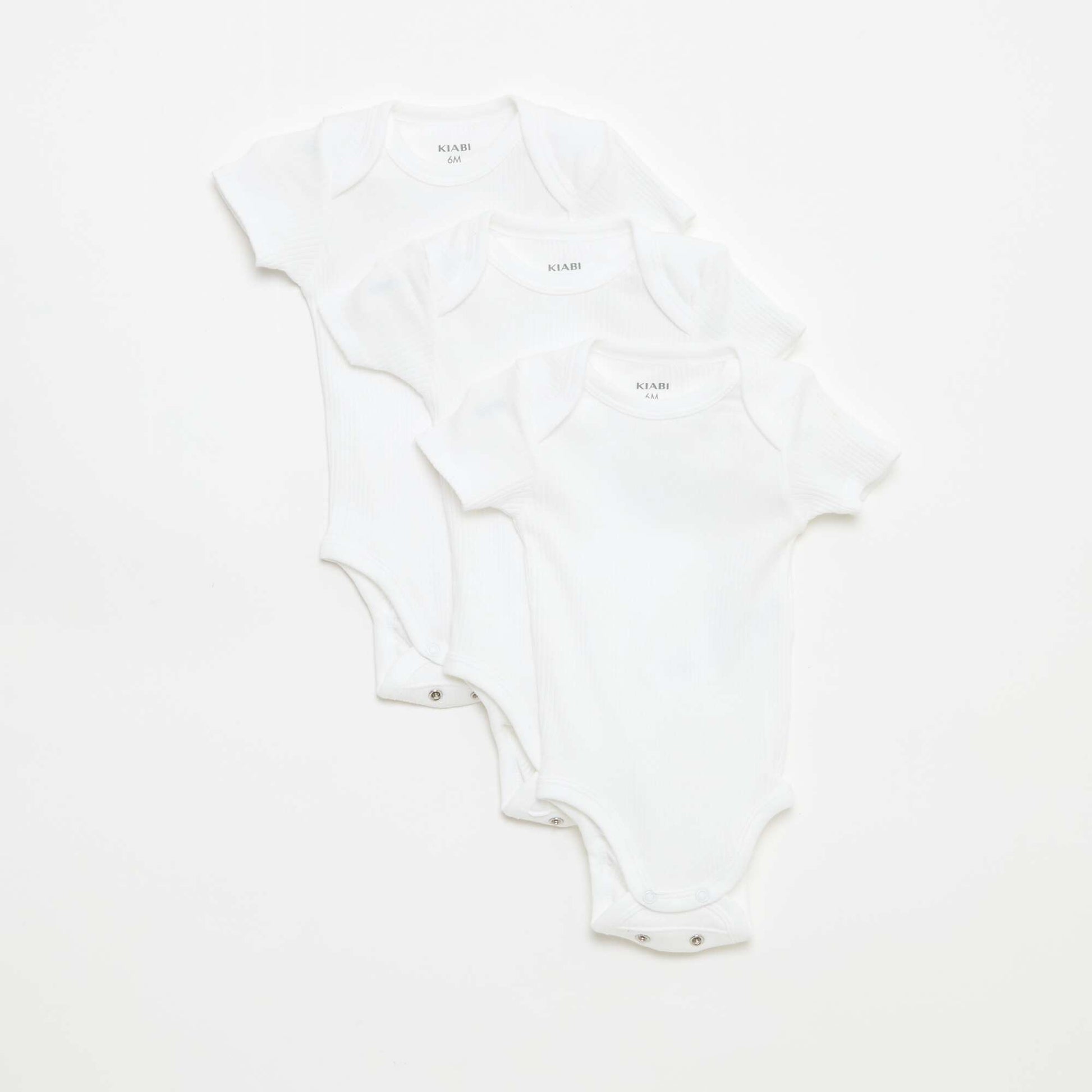 Bodies évolutif en maille unie - Lot de 3 BLANC