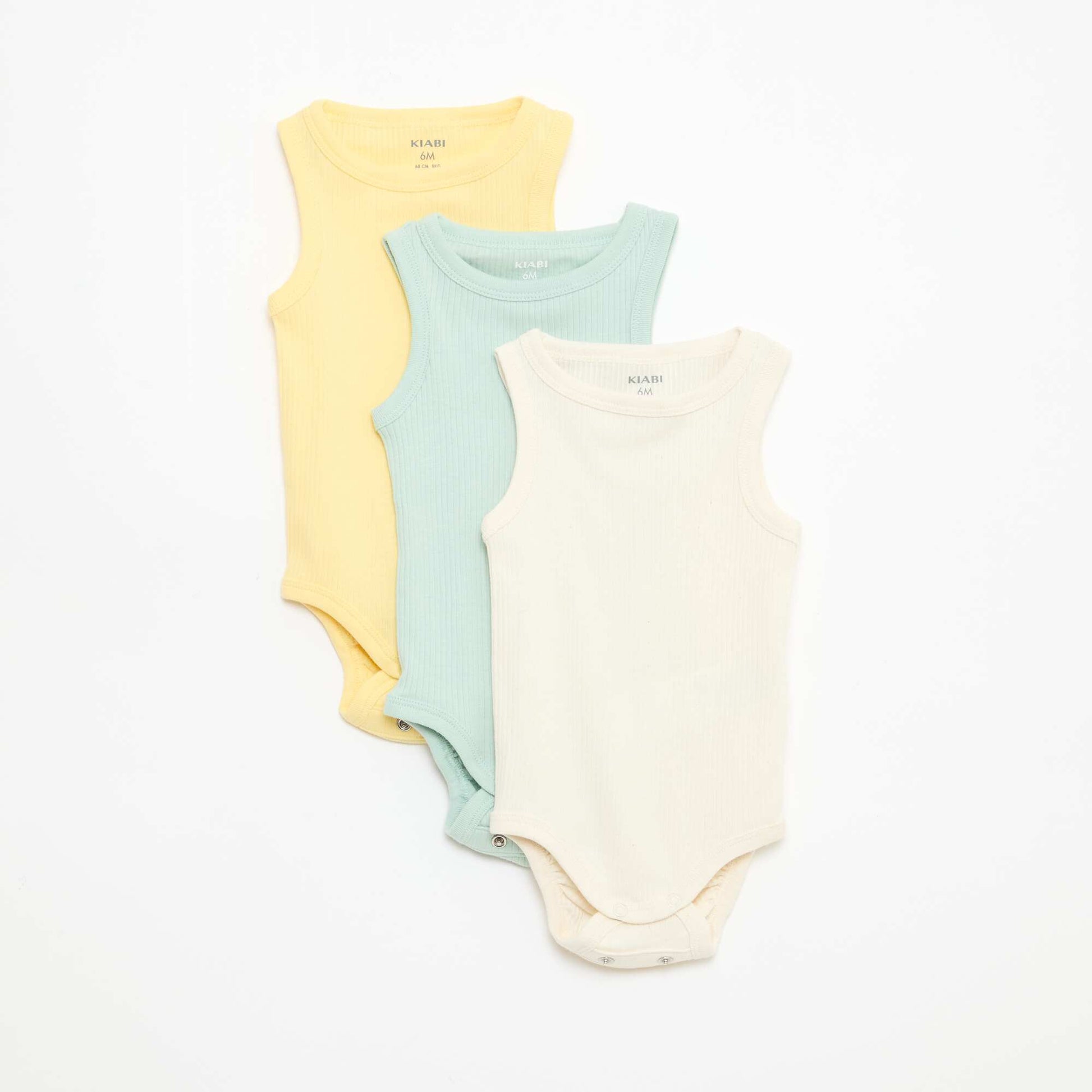 Lot de 3 bodies évolutifs à bretelles unis JAUNE