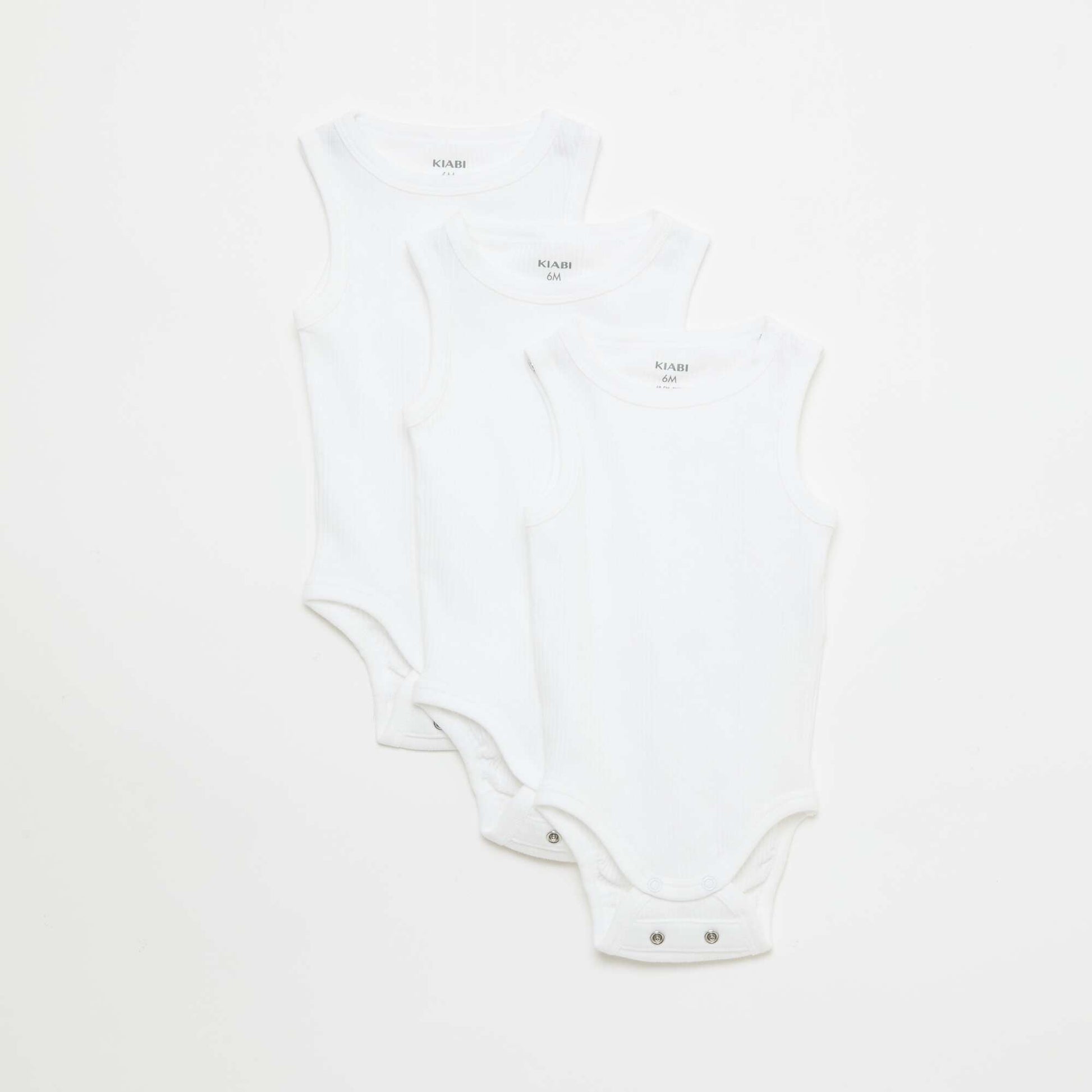 Lot de 3 bodies évolutifs à bretelles unis BLANC