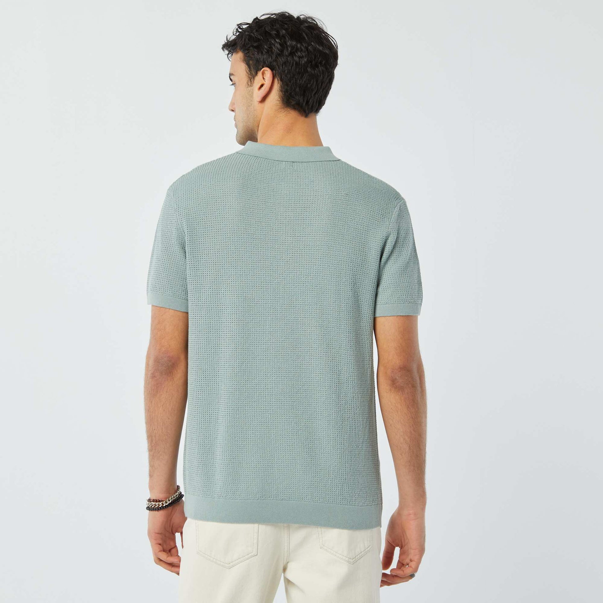 Polo en maille tricot BLEU CIEL