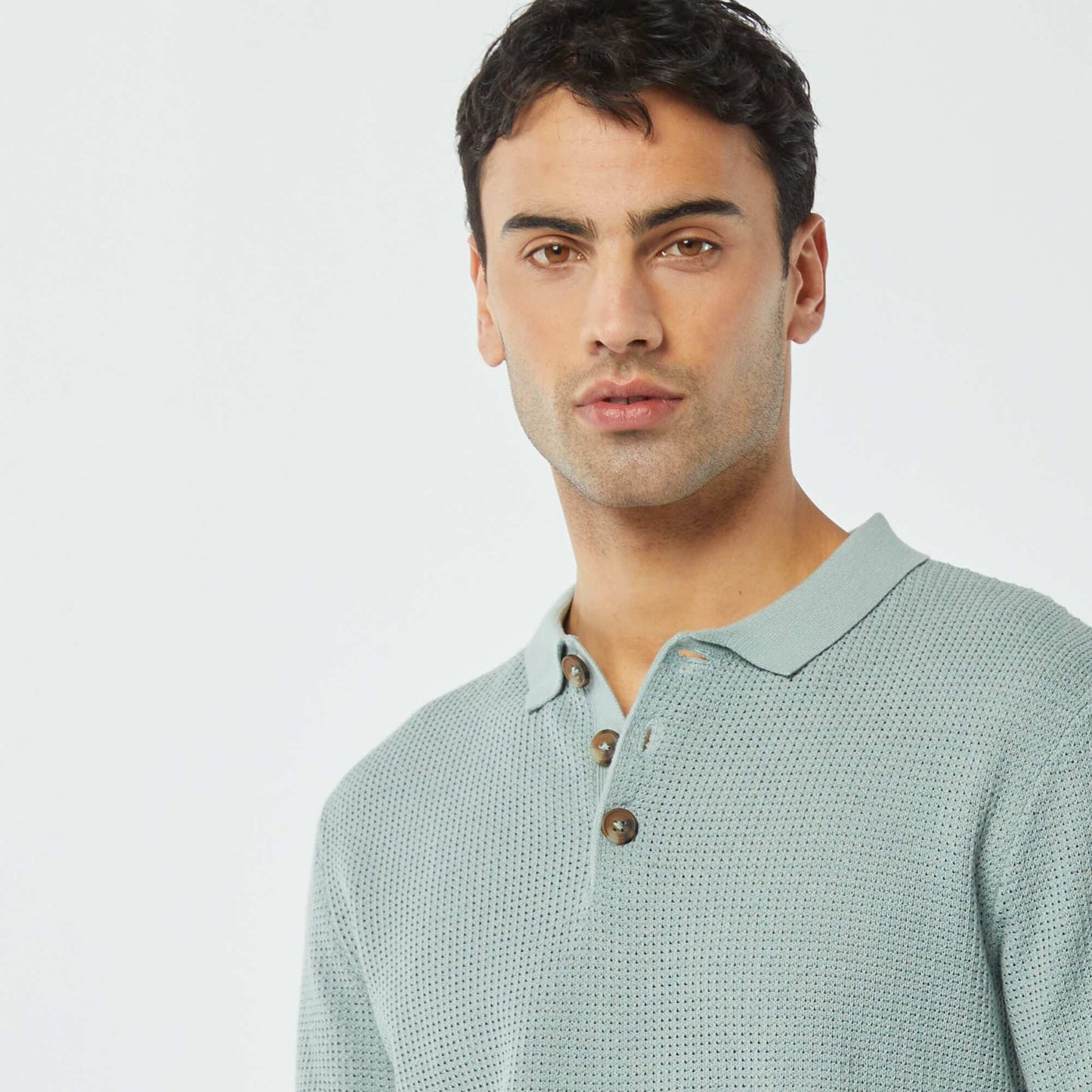 Polo en maille tricot BLEU CIEL