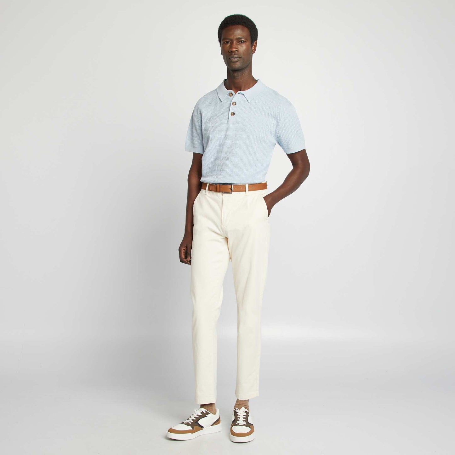 Polo en maille tricot BLEU CIEL