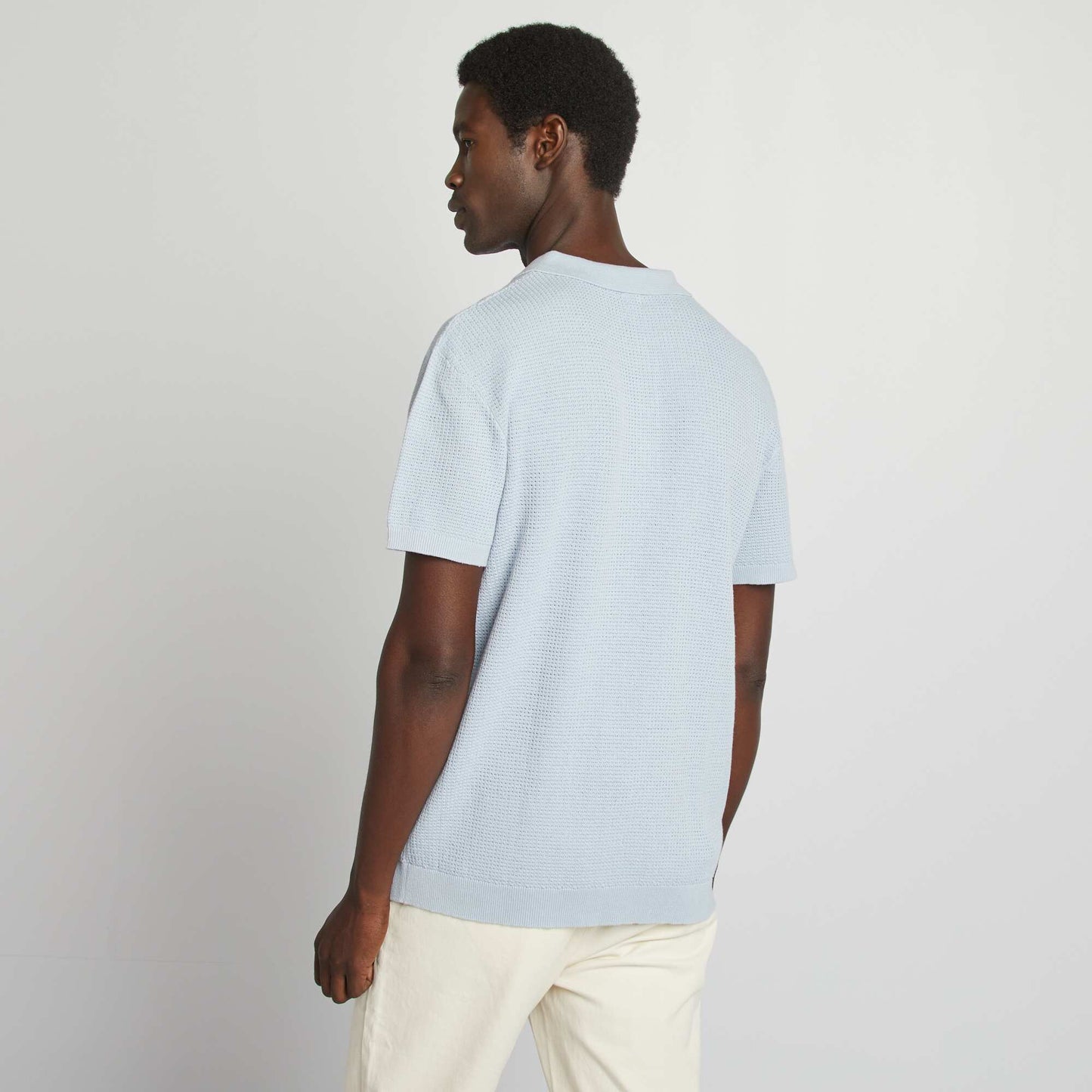 Polo en maille tricot BLEU CIEL