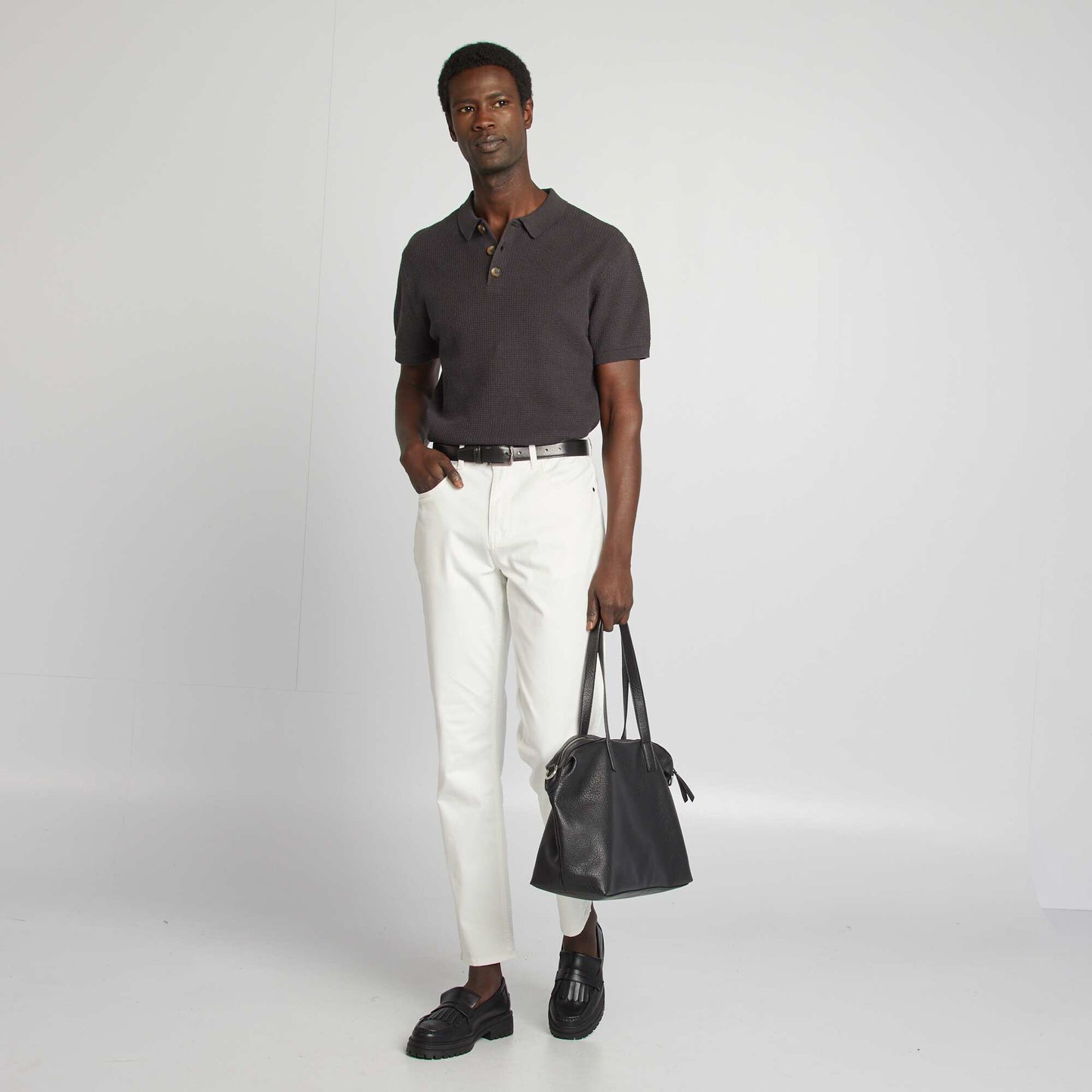 Polo en maille tricot BLEU MARINE