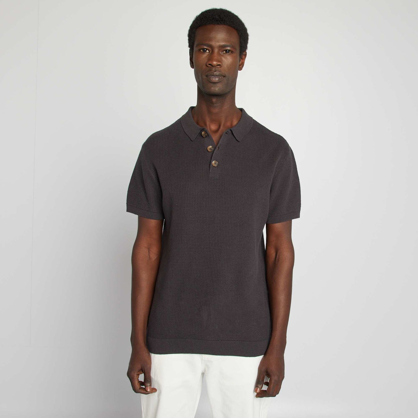 Polo en maille tricot BLEU MARINE