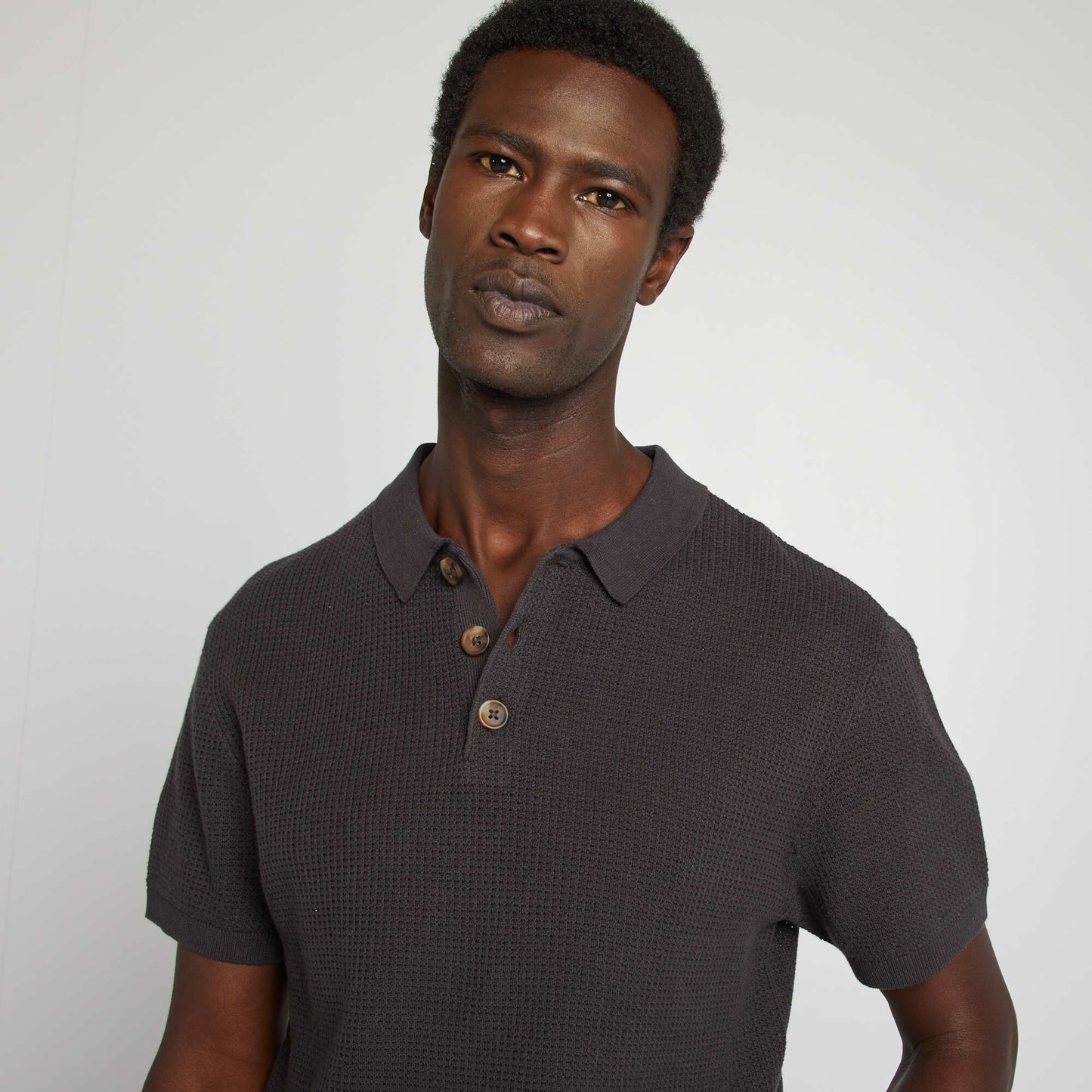 Polo en maille tricot BLEU MARINE