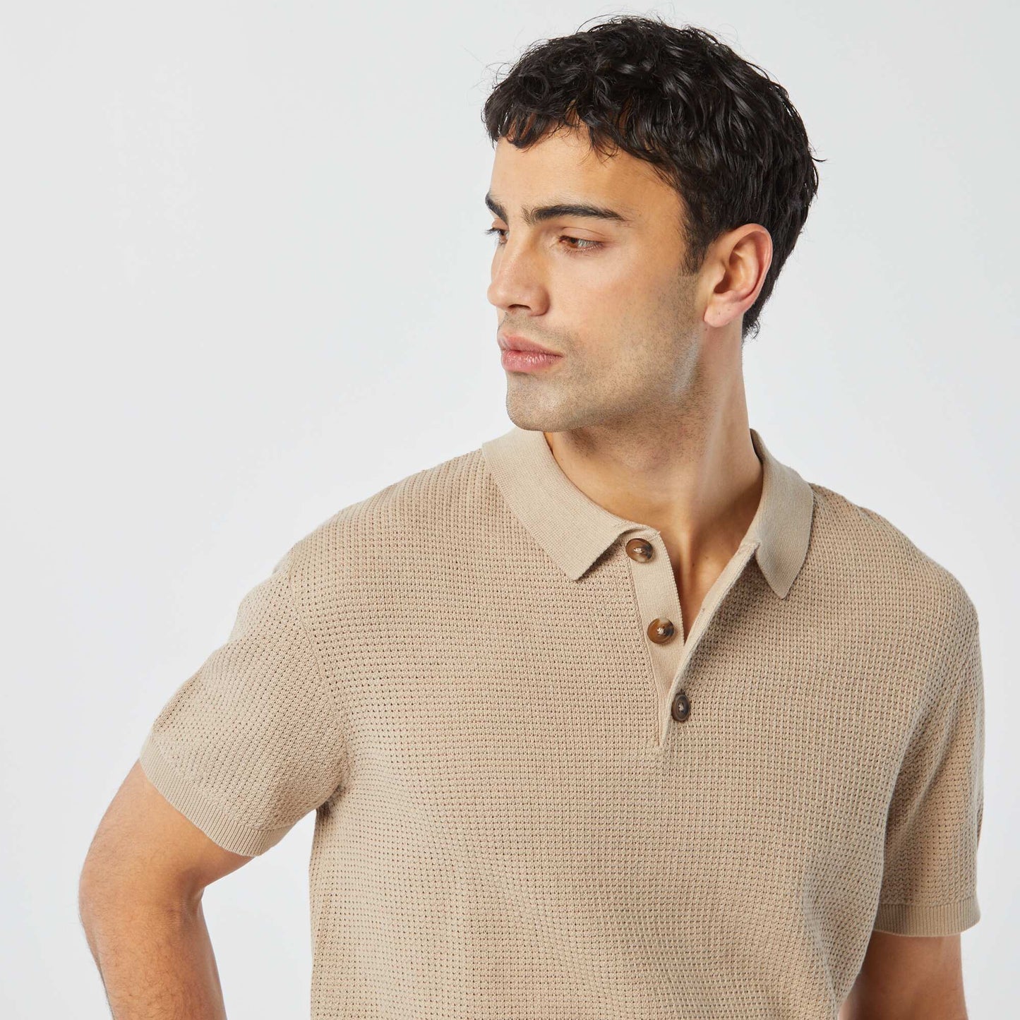 Polo en maille tricot BEIGE