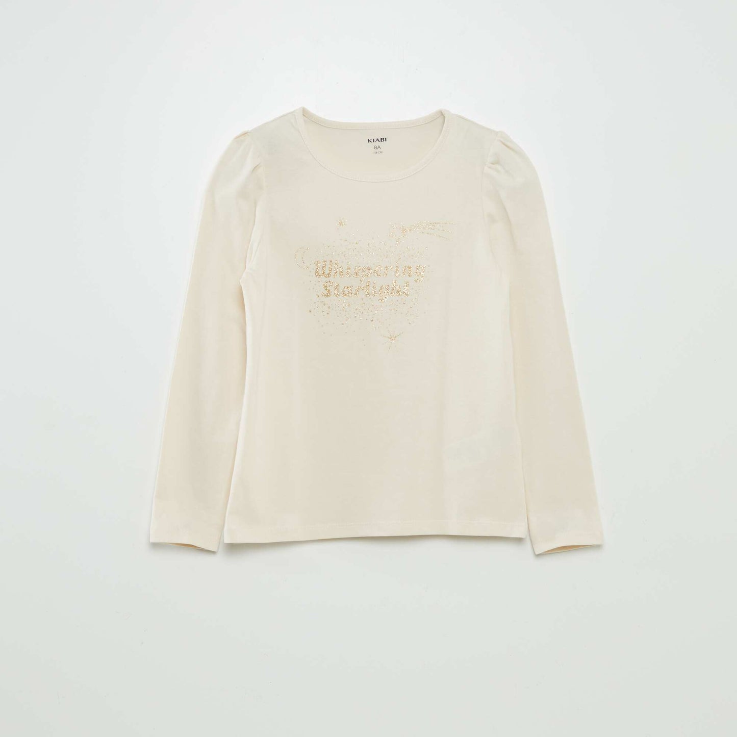 Tee-shirt imprimé avec fronces aux épaules Ecru