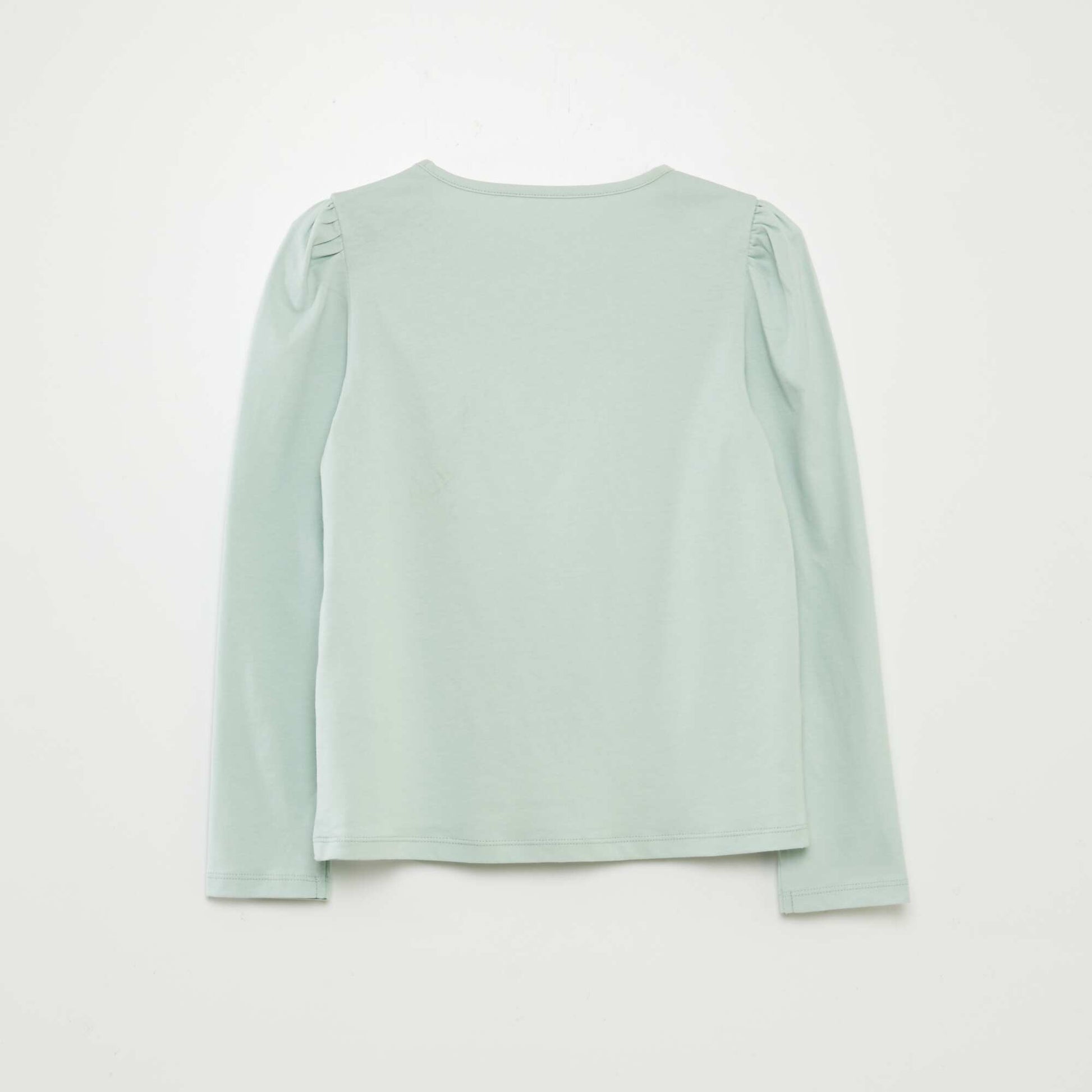 Tee-shirt imprimé avec fronces aux épaules BLEU