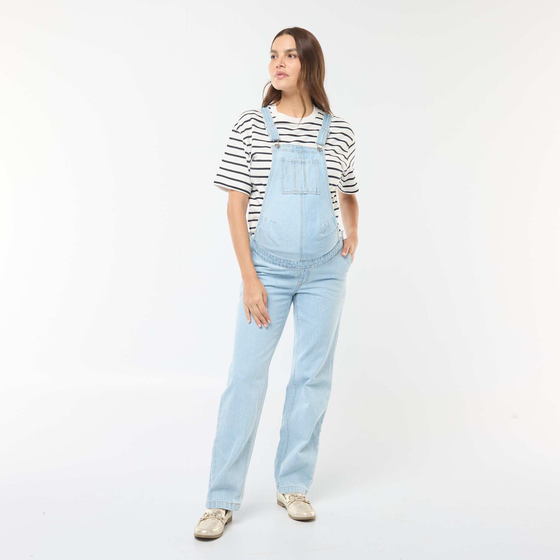 Salopette de grossesse en denim stretch BLEU