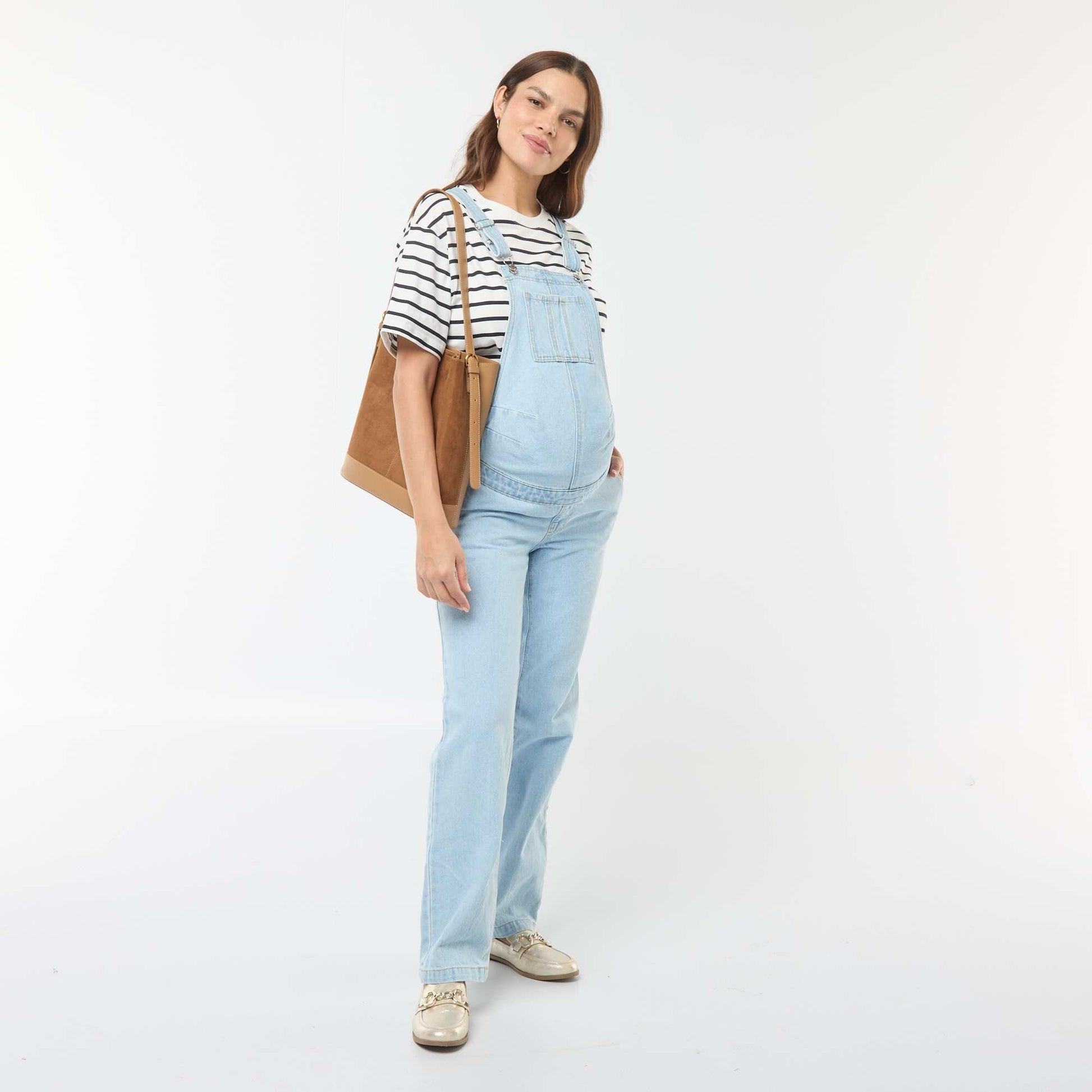 Salopette de grossesse en denim stretch BLEU