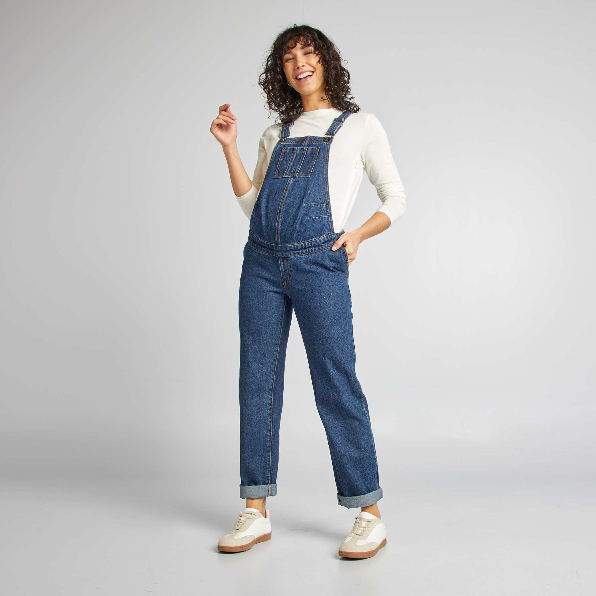 Salopette de grossesse en denim stretch BLEU