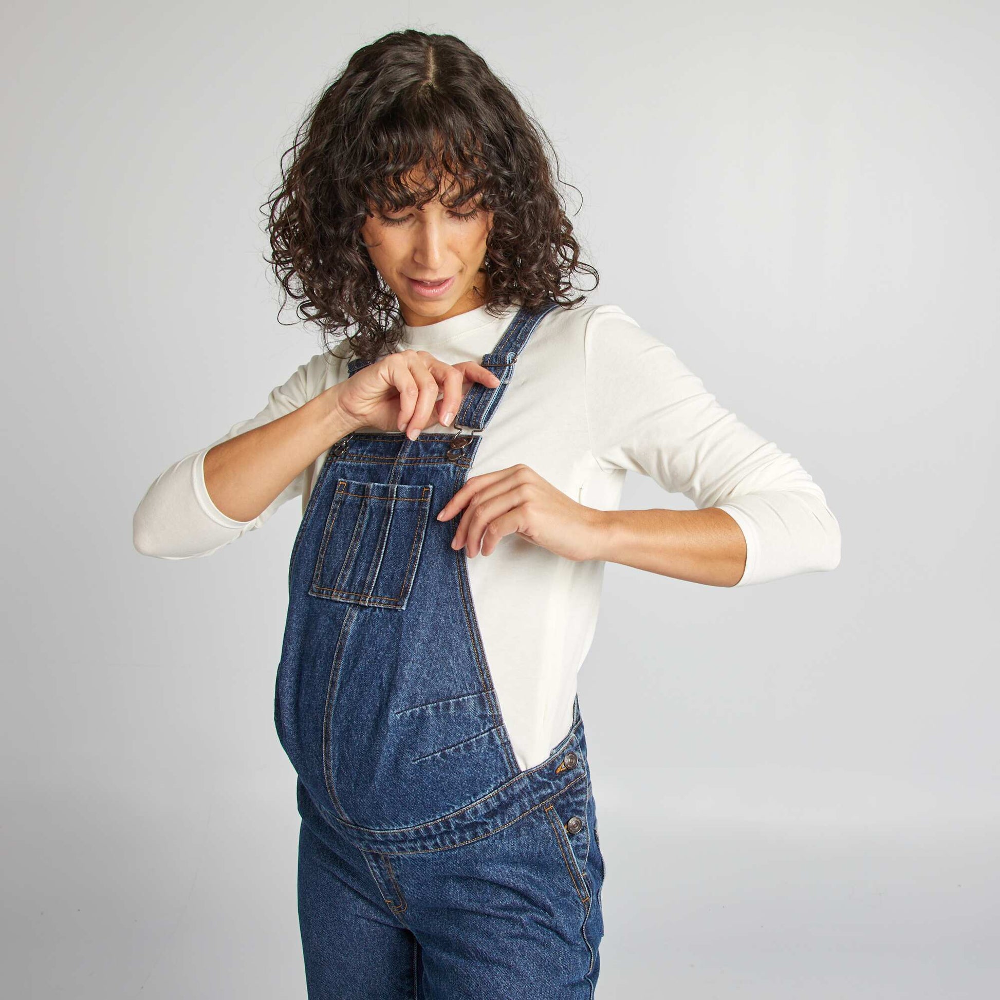 Salopette de grossesse en denim stretch BLEU