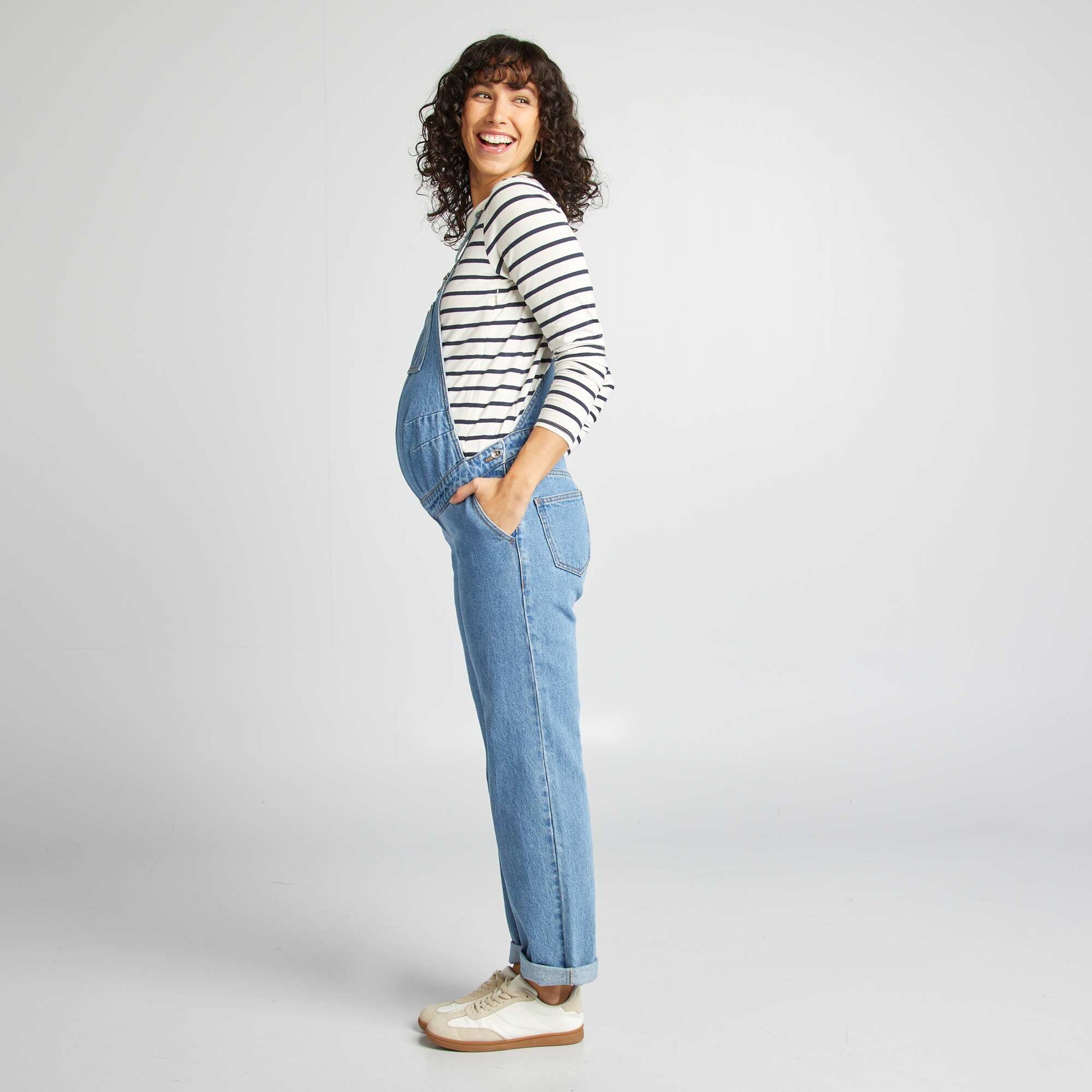Salopette de grossesse en denim stretch BLEU