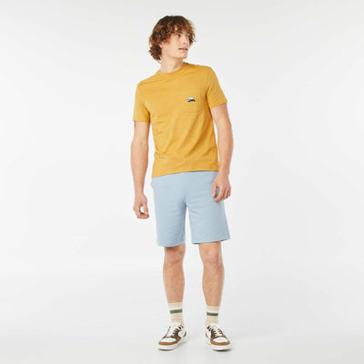 T-shirt manches courtes avec poche poitrine et broderie JAUNE