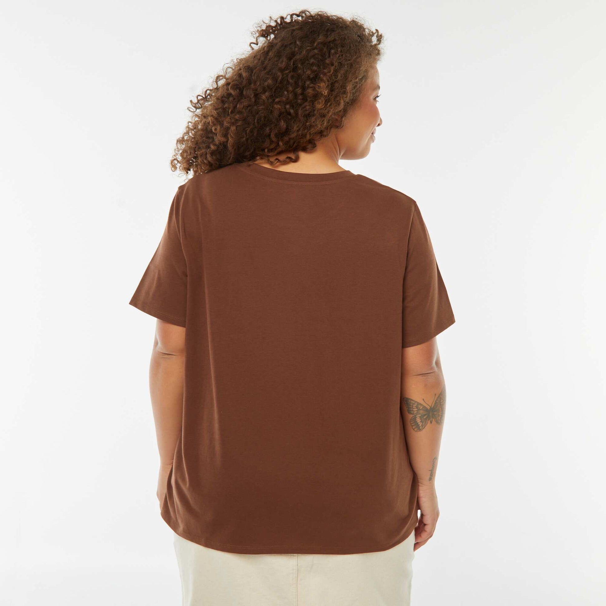 T-shirt à manches courtes avec imprimé MARRON